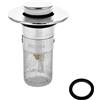 Befun 1 bocchetta per lavandino da 34 - 40 mm, filtro di scarico universale pop up, tappo di scarico per lavandino con filtro per capelli, tappo di scarico per lavabo