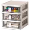 LiebeWH Organizzatore cassetti trasparente 3 livelli, con maniglia a coniglietto, per scrivania, cosmetici, piccoli oggetti, bianco