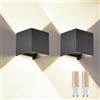 wisdom line Applique da Esterno Interno 2 Pezzi, LED 9W 3000K, Nero | Lampada a parete con lampadine G9 incluse, luce 3000K bianco caldo. IP65 impermeabile per giardino camera.