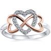 Bling Jewelry Anello di promessa per donne con accento in pavé CZ a due toni romantico, zirconi cubici intrecciati a forma di infinito e cuore, placcato in oro rosa, argento sterling .925