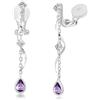 PHNIBIRD Orecchini Con Clip Senza Buco Donna Senza con Pietra Natale di Febbraio Ametista Orecchini Viola Pendenti Anallergici Eleganti Brillanti