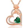 Tusuzik Collana Donna Argento 925 Collana Cuore Fiori Oro Rosa Maggio Birthstone Ciondolo Idee Regalo Gioielli Donna Anniversario Compleanno San Valentino Festa Mamma per Lei Mamma Fidanzata Moglie