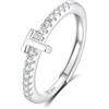 INFUSEU Anello Con Iniziale, Argento 925 Anelli Donna Regolabili A-Z Lettera T Captiale Impilabili Personalizzato Nome Gioielli Regalo Di Mamma Donna