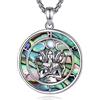 EUDORA Harmony Ball Argento Sterling Hekate Tripla Dea della Luna Collana con Pietra di Luna per Donna, Wiccan Hekate Collane con Ciondolo con Abalone Religioso Amuleto Gioielli Pagan Regalo, 20+2