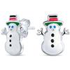 Bling Jewelry Piccoli Orecchini A Perno A Forma Di Pupazzo Di Neve In Smalto Bianco Invernale Natalizio Per Donne E Adolescenti In Argento Sterling .925 Gioielli Festivi