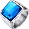Custom4U Anello Uomo Blu Nero Pietra Portafortuna Grande Birthstone Colorato Anelloin Acciaio Inox 316L Misura IT 14-32 Regali Creativi Impermeabile Resistente al Sudore