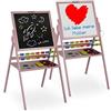 Ricokids Lavagna da gioco per bambini, lavagna bianca magnetica e lavagna da pittura per bambini, cavalletto in legno Ricokids (rosa)