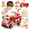 DINORUN Cassetta Attrezzi Bambini Giochi in Legno, Attrezzi da Lavoro Bambini, 47Pezzi Attrezzi Giocattolo, Giochi Montessori Educativi Regalo 3 4 5 6 Anni