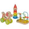 Eichhorn 100003750 - Set da Gioco educativo Composto da Clown, Fiocco Motore e Cane Scorrevole, 3 Pezzi, Giocattolo per motorie, Giocattolo in Legno, 1 Anno a 99 Anni