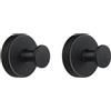 Cyberwork Ganci Senza forare - 2 ganci a ventosa in acciaio inox con ventose. Appendi accappatoio bagno, strofinacci cucina, ventose con gancio per bagno, cucina, ufficio (Nero)