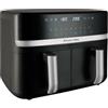 Russell Hobbs Friggitrice ad Aria Doppio cestello, 9L - Zone Indipendenti, 9 Programmi, 200℃, Silenziosa, Touchscreen, Cottura Senza Olio, Basso Consumo, Lavastoviglie ok, 2800W - Satisfry 27681-56