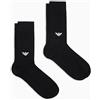 Emporio Armani CALZINI UOMO EAGLE COSTINA 2-PACK CORTO NERO TU