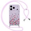 Yoedge Cover con Cordino per iPhone 17 Pro 6,3, Aesthetic Disegni Fiori Custodia con Corda Tracolla Laccio Collana, Ultra Sottile Silicone TPU Antiurto Protettiva Case per iPhone 17 Pro, Viola