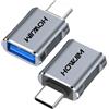 HOWJIM Adattatore da USB C a USB 2 Pezzi,OTG 10Gbps Adattatore USB C Maschio a USB A 3.2 Femmina,3A Ricarica rapida per Phone 17/16/15 Pro Max,Pad Pro,M-acBook Pro/Air,D-ell XPS,Chrome-book Grigio
