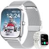 KALINCO Smartwatch Uomo Donna, 1.85" IA Orologio Pressione Sanguigna, Chiamata Bluetooth, SpO2, Frequenza cardiaca, Stress, Sonno, Orologio Mondiale, 100+ Sports Watch per Apple Xiaomi Samsung Phone