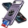 IMEIKONST Cover per iPhone 17 Air con Porta Carte, Militare Armor Protezione Metallo Anello Supporto Custodia Antiurto TPU Bumper Case per iPhone 17 Air. Viola TCKB