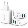 sccvee [3 pezzi] Caricatore USB C da 40W, 4 porte USB C, blocco di ricarica rapida Dual Port PD+QC, spina da parete multiporta tipo C, compatibile con iPhone 11/12/13/14/15/Pro Max/XS/XR/8/7/Samsung/Tablet
