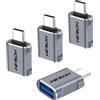 HOWJIM Adattatore da USB C a USB 4 Pezzi,OTG 10Gbps Adattatore USB C Maschio a USB A 3.2 Femmina,3A Ricarica rapida per Phone 17/16/15 Pro Max,Pad Pro,M-acBook Pro/Air,D-ell XPS,Chrome-book Grigio