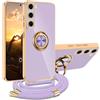 XCYYOO Cover per Samsung Galaxy A36 5G con Cordino, Custodia A36 5G Samsung con Tracolla, Case Antiurto 360°Metallo Ring Kickstand Litetettiva Auto,Cover per Samsung Galaxy A36 5G con cord - Viola