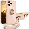 XCYYOO Cover per Xiaomi Redmi Note 14 5G con Cordino, Custodia Redmi Note 14 5G con Tracolla, Case Antiurto 360°Metallo Ring Kickstand Litetettiva Auto,Cover per Xiaomi Redmi Note 14 5G con cord - Rosa