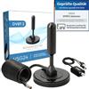 VSG Antenna Ricevitore TV DVB-T2 (HD), AVK25 Plus, 36 DBi Power Plus, Ricezione Digitale in Alta Qualità, Canali e Programmi TV, Sat, Digital Ready, Plug & Play, Cavo da 5m - Nero