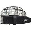 Lowlife of London Belts Dub - Cintura in pelle a piramide a 2 file, con borchie, punk, gotico, rock, con borchie in metallo, rivetto a due file per uomini e donne, Nero argento, 40 - 42 Waist (XL)