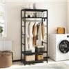 YITAHOME Appendiabiti ad albero alto con 4 ripiani, appendiabiti da pavimento con scarpiera, per corridoio, soggiorno, nero