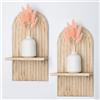 YIYA 2 Pezzi Scaffale da Parete in Legno Boho Mensole Galleggianti per Parete Mensolina da Muro Legno Per la Cucina, la Camera da Letto, il Bagno, il Giardino Per le Piante(Marrone)