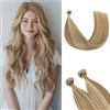 Rich Choices Nanoring Extensions Capelli Veri Nano Extensions 40cm #12/613 Balayage Biondo Extension Invisibili Capelli Umani Remy Nano Ring Extensions Capelli Veri, 50 Ciocche/Confezione