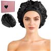 BUTBU Cuffia Seta Capelli Notte, 22 Momme, Cuffia da Notte per Donna in Seta di Gelso 100%, Doppio Strato, Fascia Elastica Regolabile, Morbida e Protettiva, per Capelli Ricci e Lunghi -Roso