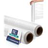 Inoverse Pellicola Estensibile Trasparente - 2 Rotolo 50 cm/2.5 kg, Film da Imballaggio a Mano per Traslochi, Protezione Mobili e Pallet, Materiale da Imballaggio Resistente