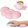 Attack Shark Poggiapolsi Cloud Mouse con Sottobicchiere, Polso Ergonomico per Mouse con Massaggio, Supporto per il Polso, Grazioso Accessorio da Scrivania per Casa, Ufficio, Giochi - Rosa Carne