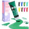 Taricor 75ml Impronta Mani e Piedi Neonati, Inchiostro per Impronte Con Attacco Spugna, Kit impronte Neonato per Regalo Battesimo Bimbo, Artigianato Familiare, Regalo di Natale (Verde)