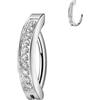 Stachelkleid Piercing per Ombelico in Titanio Top Down con Zirconia Clicker Banana Ipoallergenico, 12 mm Länge