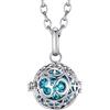 Morella Catenina Donna in Acciaio Inox 70 cm con Ciondolo Om Mantra e Sfera zirconi turchesi Ø 16 mm in Sacchetto di Velluto