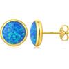 Jiahanzb Placcati Oro Orecchini Opale Orecchini a bottone in Argento Sterling 925 Opale Blu Rotondo Gioielli Ipoallergenici per Donna 7 mm