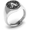 Remo Gammella Anello Chevalier donna da Mignolo in Argento 925, Regolabile, lettera con Zirconi Neri (B)