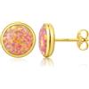 Jiahanzb Placcati Oro Orecchini Opale Orecchini a bottone in Argento Sterling 925 Opale Rosso Rosa Fuoco Rotondo Gioielli Ipoallergenici per Donna 8 mm