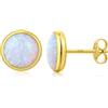 Jiahanzb Placcati Oro Orecchini Opale Orecchini a bottone in Argento Sterling 925 Opale Bianco Rotondo Gioielli Ipoallergenici per Donna 7 mm