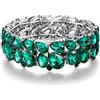 EVER FAITH Braccialetto Donna, Abiti Gioielli Cristallo 2 Strato Goccia Elasticità Bracciale per Incontro Festa Verde Argento-Fondo