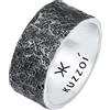 Kuzzoi Anello da uomo (10 mm) forgiato a mano in argento Sterling 925, alla moda in stile usato, anello con struttura rustica ossidata