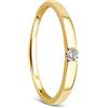 OROVI - Anello da donna in oro bianco/Oro Giallo 8 carati (333), con solitario e brillanti, 0,05 carati