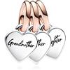 Amuefer Divisibile Famiglia Generazione di cuori Charm Compatibili Bracciale Collana, Argento Sterling Ciondolo Compleanno Natale Gioielli Regali per le Donne Moglie Amici