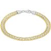 Tuscany Silver Bracciale da donna in argento sterling con zirconi quadrati da 3 x 3 mm e catena con sfere da 5.8 mm tono oro giallo 19cm/7.5