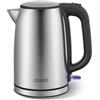 COSORI Bollitore Elettrico in Acciaio Inox 1,7 Litri, Contatto con l'Acqua Senza Plastica, 2200 W, Tecnologia del Strix, Base Girevole a 360°, Argento-Nero