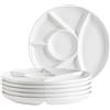 MÄSER Set di piatti da fonduta per 6 persone, piatto per fonduta, festa, barbecue, con pratici scomparti versatili, senza tempo, porcellana, bianco, 21,5