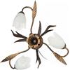 ONLI Forgiata - Plafoniera 3 Luci, Vetro opaco color Bianco, Metallo Marrone spennelato Oro