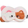 SJ GANG STYLE JAM GANG Cuscino da viaggio morbido, Gattino rosa, Gancio per trasporto, Mascherina da notte inclusa, Bambini e adulti, Idea regalo