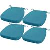 FIOVIP Cuscino per sedia con cinghie rimovibili, lavabile, doppio antiscivolo, alta elasticità(40X38X33CM(5CM),Azzurro,4 pezzi)
