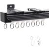 Ezcasch Binario per tenda da soffitto, 3 m, in alluminio, scorrevole, montaggio a soffitto, binario per tenda e accessori per divisorio, finestre, privacy, nero
